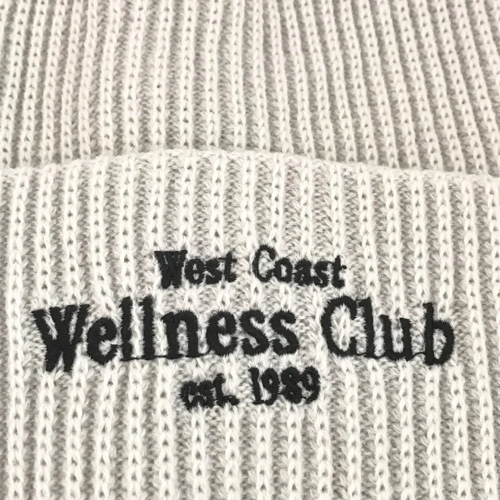 ANTHROPOLOGIE Beanie Hat Daily Practice West Coast Wellness Club Embroidered